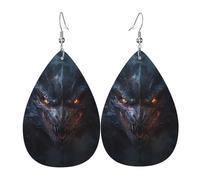 Women Leather Angry dragon Printed Earrings Simple Teardrop Shaped Pendant Stylish Holiday Gift
