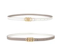 Women Leather Belt Reversible Two Color Thin Belt Trendy Skinny Elastic Belts With Gold Buckle For Dresses Jeans