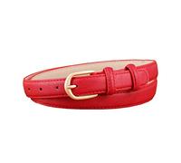 Women Leather Belt with Gold Buckle Jeans Belts Ring Buckle Waist Belt for Women's Casual Decorative Belt, Red, 105cm