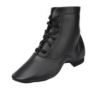 Women Leather Boots Wide Fit Arch Support Lace Up Ankle Shoes with Low Heels Women Lightweight Dance Jazzy Shoes Casual Summer Dressy Ladies Walking Shoes UK (Black, 8)