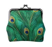 Women Leather Coin Purse Peacock Feather Print Mini Wallet Small Bag for Keys Cards Lipstick