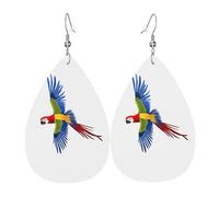 Women Leather Colorful flying woodpecker Printed Earrings Simple Teardrop Shaped Pendant Stylish Holiday Gift
