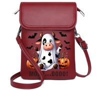 Women Leather Crossbody Purse Crossbody Bags for Women Halloween Pumpkin Ghost Cemetery Witch Skeleton Bat Haunted Personalized Gifts for Girlfriend Friends Graduation Student