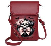 Women Leather Crossbody Purse Womens Travel Bags Halloween Pumpkin Ghost Cemetery Witch Skeleton Bat Haunted Elegant Gift for Mother's Day Suitable for Daily Gifting
