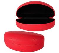 Women Leather Extra Large Case for Oversized Sunglasses and Eyeglasses - Red - L