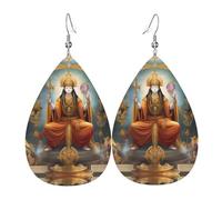 Women Leather Female God Printed Earrings Simple Teardrop Shaped Pendant Stylish Holiday Gift