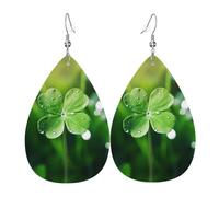 Women Leather four-leaf clover Printed Earrings Suitable For Daily Wear Parties Dates And Other Occasions