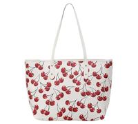 Women Leather Fruit Shoulder Bag Large Tote Bag Top Handle Bag (White Cherry)