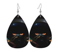 Women Leather Future astronauts Printed Earrings Simple Teardrop Shaped Pendant Stylish Holiday Gift