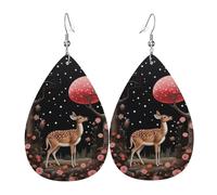 Women Leather Lost Deer in the Flowers Printed Earrings Suitable For Daily Wear Parties Dates And Other Occasions