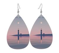 Women Leather Minimalist Lighthouse Printed Earrings Suitable For Daily Wear Parties Dates And Other Occasions