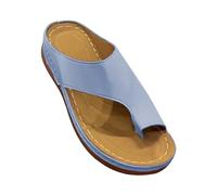 Women Leather Sandals Solid Color Wedge Sandals Minimalist Thong Sandal Summer Beach Sandal Walking Slippers Fashion Roman Flip Flops Lightweight Non Slip Sandaletten Casual Shoe