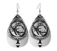 Women Leather The abstractionist tree Printed Earrings Suitable For Daily Wear Parties Dates And Other Occasions