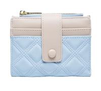 Women Leather Wallet Small Bifold Zipper Pocket Wallet Card Case Purse with Id Window Rhombus Shape Purse(Blu)