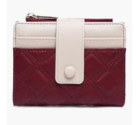 Women Leather Wallet Small Bifold Zipper Pocket Wallet Card Case Purse with Id Window Rhombus Shape Purse(Rot)