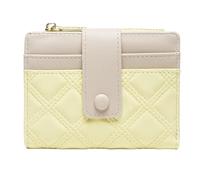 Women Leather Wallet Small Bifold Zipper Pocket Wallet Card Case Purse with Id Window Rhombus Shape Purse(Gelb)