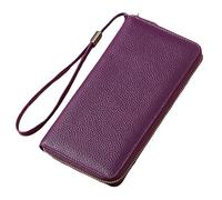 Women Leather Wallets RFID Blocking Zip Around Credit Card Holder Phone Clutch A50 Wallet Case with Screen (Purple, One Size)