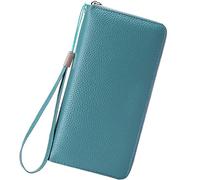 Women Leather Wallets RFID Blocking Zip Around Credit Card Holder Phone Clutch A50 Wallet Case with Screen (BU2, One Size)