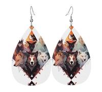 Women Leather Wolves and Reindeer Printed Earrings Suitable For Daily Wear Parties Dates And Other Occasions