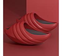 Women Leg Shaper Slippers - Women Shake Sandal, Slimming Sandal, Women's Slimming Leg Slippers Legs Slippers Half-Palm Stretch Massage Shaking Shoes,Red,L