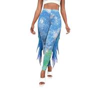 Women Leggings Mermaid Scale Pattern Leggings 3D Fish Scale Leggings High Waist Slim Fit Trousers Skinny Pants for Dance Yoga Party Club Carnival Festival