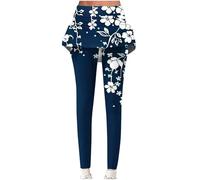 Women Leggings with Skirt UK Clearance 2 in 1 Tennis Skirted Leggings with Skirt High Waist Running Sports Skirt Leggings Floral Printed Trousers Slim Fit Workout Gym Yoga Skorts Size 8-18