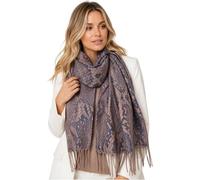 Women Leopard Print Scarf Shawl - Animal Leopard Print Gifts, Silk Pashmina Wrap, Large Long Ladies Scarves, Wearable Blanket Scarf, Womens Winter Scarfs, Stole, Head (Snakeskin Navy Bronze)