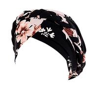 Women Leopard Striped Print Turban Cap Muslim Pre Tied Bonnet Braid Head Scarves Chemo Hat Sleep Cap Stretchy Pink One Size