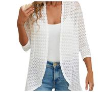 Women Lightweight Cardigan 4572 Sleeve Sweater Elegant Cropped Cardigan Knit Shrugs Bolero Crochet Sheer Crop Jacket Cover Up Tops Boho Open Front Waterfall Cardigansfor Her Holiday Essentials