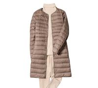 Women Lightweight Collarless Down Jacket Variable V-neck Button Long Quilted Jacket Thin Duck Down Coat Waterproof Down Jacket Autumn Winter Packable Outerwear Lightweight Casual Jacket