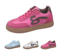 Women Lightweight Non Slip Fit Sneaker Soft Sole Breathable Shoes Slip on Arch Support Trainer Flat Fashionable Low Shoe Women's Casual Shoes for Badminton Gym and Outdoor Sports Hot Pink