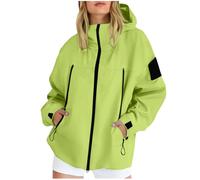 Women Lightweight Waterproof Jackets Hooded Rain Coats with Zip Pockets Functional Softshell Outdoor Windbreaker Sports Jacket Loose Windproof Coat Ladies Rain Jacket for Walking, Running and Hiking