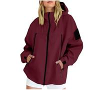 Women Lightweight Waterproof Jackets Hooded Rain Coats with Zip Pockets Functional Softshell Outdoor Windbreaker Sports Jacket Loose Windproof Coat Ladies Rain Jacket for Walking, Running and Hiking
