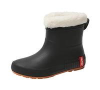Women Lined Rain Boots Student Warm Non Slip Wear Plus Velvet Water Shoes Rubber Shoes (Black, 4.5)
