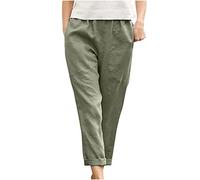 Women Linen Trousers Clearance Loose Fit High Waisted Harem Pants Straight Wide Leg Trousers Women 2025 Fall Summer Lounge Sweatpants Ladies Cotton Joggers Gym Yoga Trouser Plus Size S-XXL Green