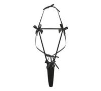 Women lingerie Anime Cosplay Sexy Devil Costume Micro Bikini Halter Teddy Bodysuit Bat Bow Trim Slingshot Monokini Tiny String Thong Japanese Kawaii Succubus Outfit for Halloween Club Xmas (Style A)