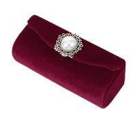 Women Lipstick Case with Mirror, Portable Velvet Cosmetic Holder | Lightweight Daily Use, Cloth and Glass Build, Fake Pearl Accent, Purse Friendly Storage