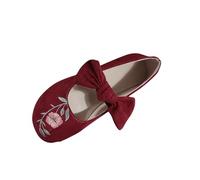 Women Loafers Flat Shoes Clearance,Ladies Fashion Casual Summer New Embroidered Bow Ethnic Style Slip-on Lightweight Work Loafer Mom Shoe,for Outdoor Walking Traveling Hiking,UK Size 3.5-7.5