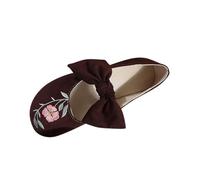 Women Loafers Flat Shoes Clearance,Ladies Fashion Casual Summer New Embroidered Bow Ethnic Style Slip-on Lightweight Work Loafer Mom Shoe,for Outdoor Walking Traveling Hiking,UK Size 3.5-7.5