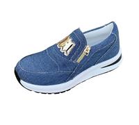 Women Loafers & Moccasins Red Shoes for Women New Round Head Thick Bottom Outside Wear Casual Comfortable Simple Zipper Sports Casual Shoes Sandals (Blue,4.5)