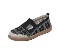 Women Loafers Orthopaedic Shoes for Women Casual Womens Shoes Size 9 Foot Stirrup Casual Comfortable Cotton Lightweight Round Head Flat Heel Soft Bottom Mens Size 12 (Black,6)