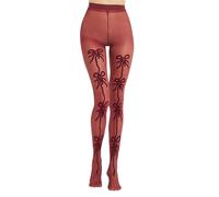 Women Lolita Tights with Bows Cute Mesh Hallow Harajuku Stockings Vintage Sheer Mesh Thigh High Pantyhose (Bow Purple Red, ONE SIZE)
