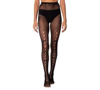Women Lolita Tights with Bows Cute Mesh Hallow Harajuku Stockings Vintage Sheer Mesh Thigh High Pantyhose (Hole Black, ONE SIZE)