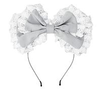 Women Lolitas Headpiece Cosplays Headband Large Bow Hair Hoop Lace Fringes Big Bowknot Handmade Hair Accessory For Girls