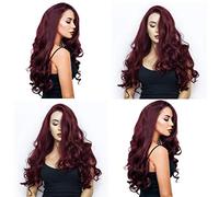 Women Long Blonde Wigs 26 inch Long Wavy Middle Part Wig Hair Replacement Wig Cosplay Costume Halloween Wig (A1-Red, One Size)