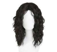 Women Long Curly Wavy Wigs with Bangs, 20 inch Synthetic Wig for Daily Use Fluffy and Natural(Dark Brown)