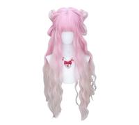Women Long Curly Wig Pink Gradient Light Pink Wig Sweet Princess Wig Lolita Wig Heat Resistant Natural Looking Wig for Daily Party 29in