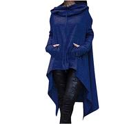 Women Long Hoodie Sweatshirt UK Clearance, Ladies Long Sleeve Hoodies Drawstring Hoody Jumper Asymmetric Hem Longline Pullover Oversized Hooded Sweatshirts Plain Sweater Long Tops with Pockets