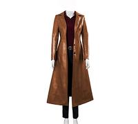 Women Long Leather Jacket Ladies PU Leather Coats Trench Female Outerwear Brown 5XL