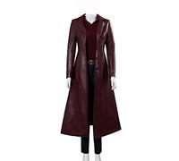 Women Long Leather Jacket Ladies PU Leather Coats Trench Female Outerwear Burgundy S